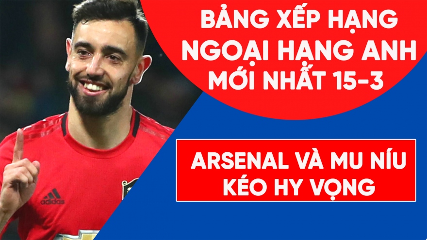 Bảng xếp hạng Ngoại hạng Anh mới nhất: MU và Arsenal níu kéo hy vọng